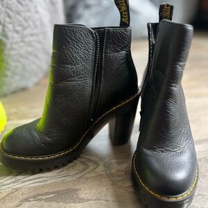 Doc marten heeled boots. Never worn black leather chunky heel